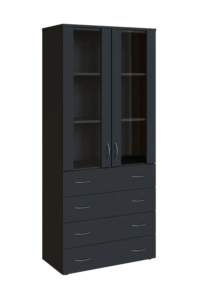 N 5 - 84ZS kancelářská skříň, 2-dveřová/prosklená/zásuvky, 1800x800x400, antracit